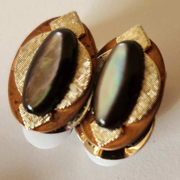 ✨ Lot of 7 Clip-On Earrings | Gold & Black, Pearl Accent, Retro Style - Picture 2 of 9